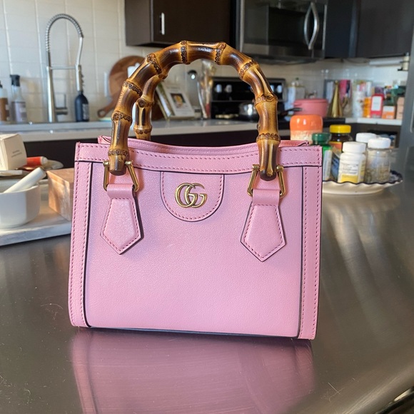 NEW GUCCI DIANA BAMBOO TOTE WITH REMOVABLE STRAPS PINK RETAIL $2750 - Picture 2 of 6